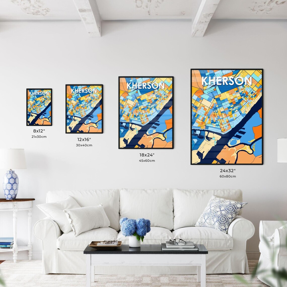Kherson Ukraine Bold Colorful City Map Artwork Travel Wall Decor Poster - Image 3