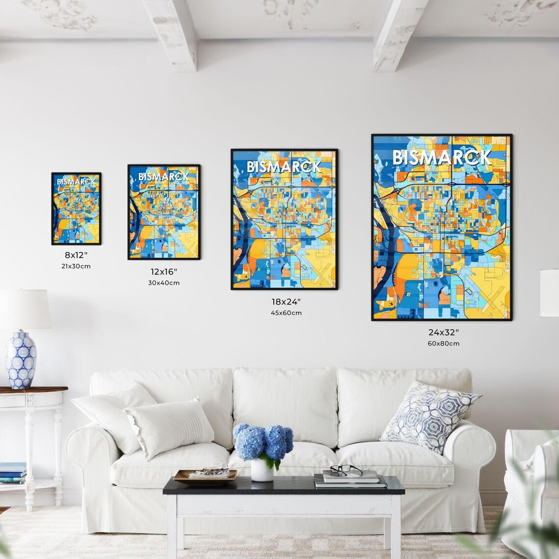 Bismarck North Dakota Vibrant Colorful Mosaic City Street Map Art Poster - Image 3