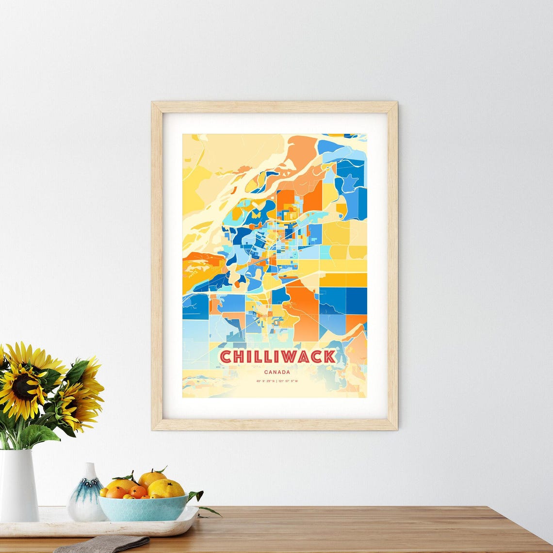 Chilliwack Canada Modern Colorful City Street Map Art Poster - Image 2