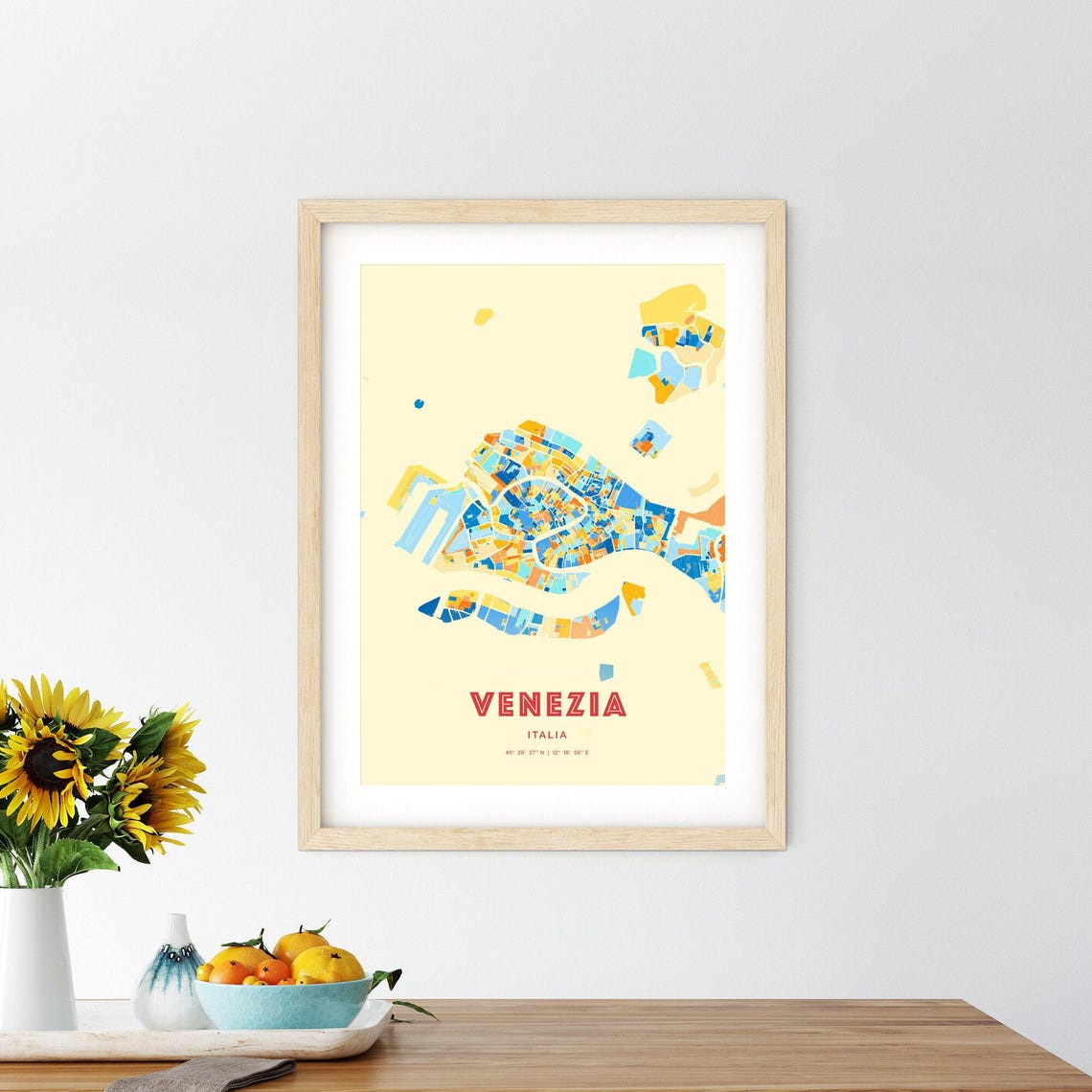 Venezia Italy Canal City Colorful Map Coordinates Travel Poster - Image 2