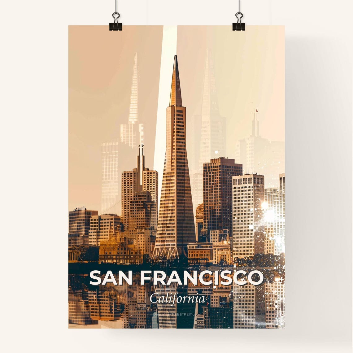 San Francisco California Double Exposure Skyline Decor Poster - Image 4