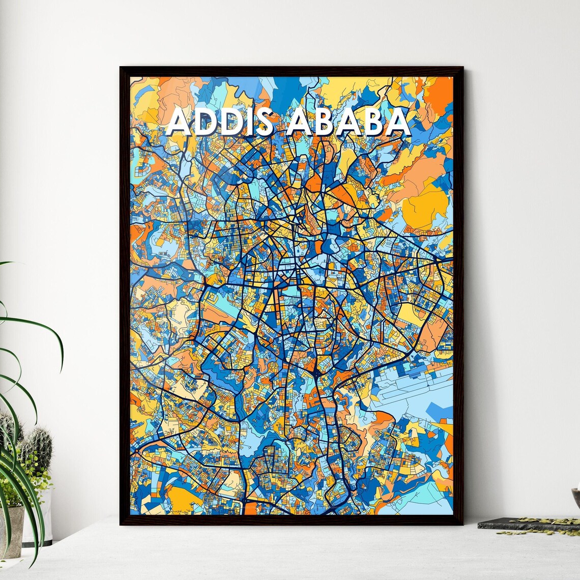 Addis Ababa Ethiopia Colorful City Street Map Poster Art Decor