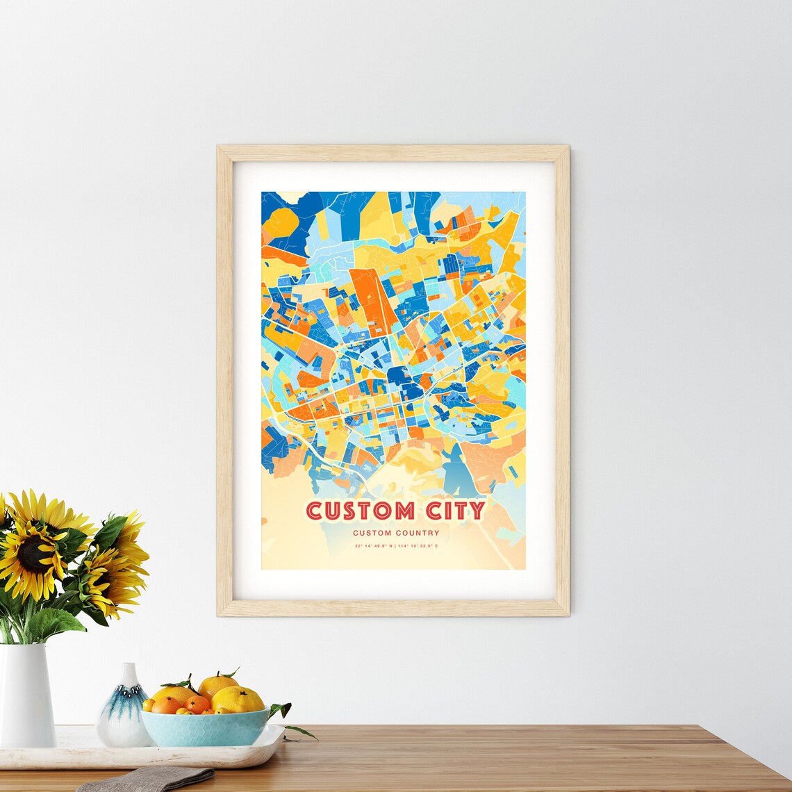 Custom City Map Two-Toned Art Print - Image 2