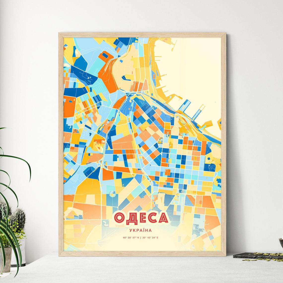 Odesa Ukraine Vibrant Colorful Modern City Street Map Art Poster