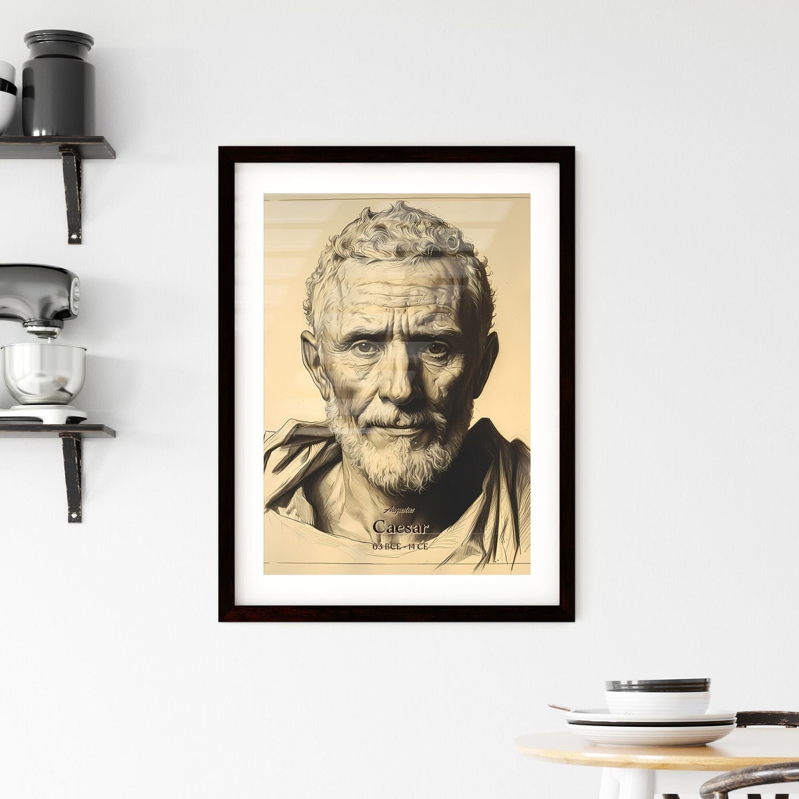 Augustus Caesar First Roman Emperor Engraving Portrait Poster - Image 2
