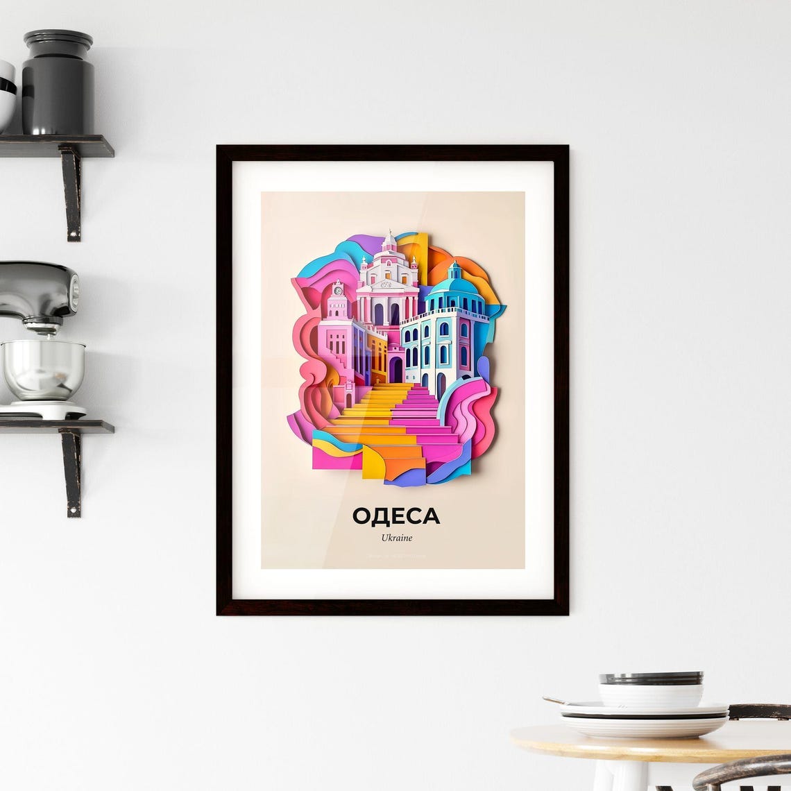 Odesa Ukraine Colorful Paper Cut Neoclassical Landmark Travel Poster - Image 2
