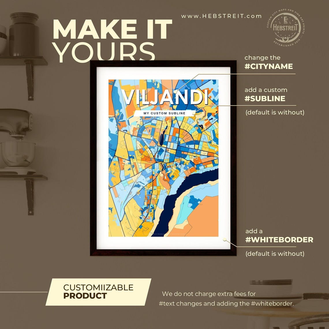 Viljandi Estonia Bold Vibrant Modern Geometric City Map Art Poster - Image 2