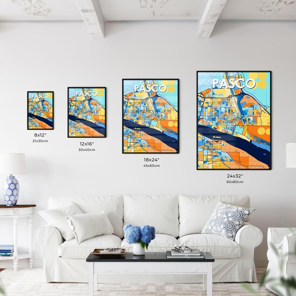 Vibrant Colorful City Map Art of Pasco Washington Poster for Home - Image 3