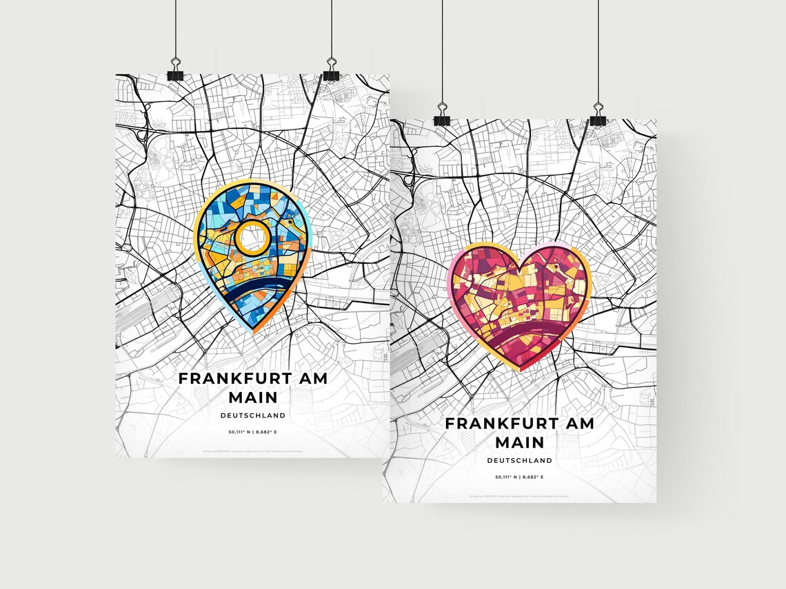 Frankfurt am Main Germany Where It All Began Heart Map Coordinates Poster - Image 2