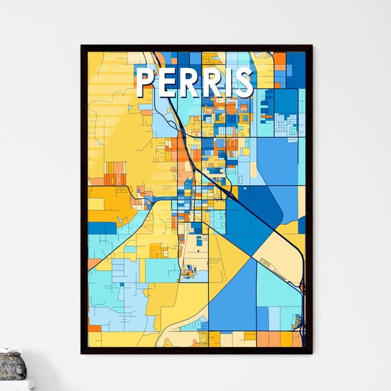 Perris California Colorful Modern City Map Poster for Home and Office