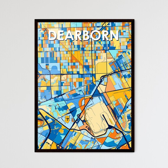Dearborn Michigan Colorful Street Map Art Home Decor Gift Poster