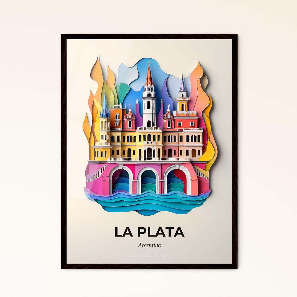 La Plata Argentina Grand Cathedral Arches Paper Cut Art Poster