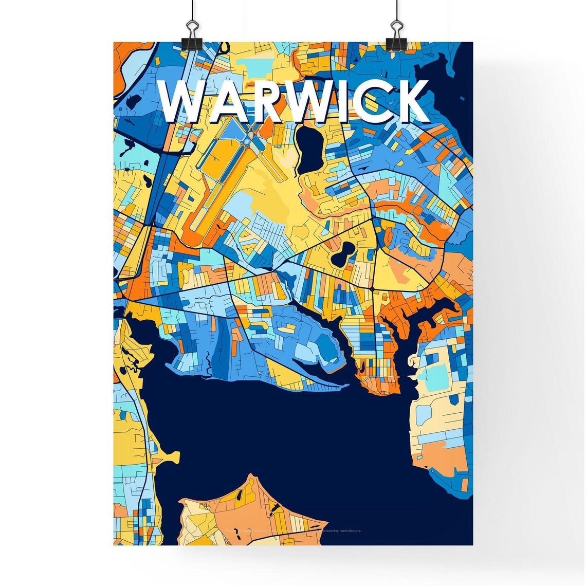 Warwick Rhode Island City Map Poster Colorful Modern Wall Decor - Image 4