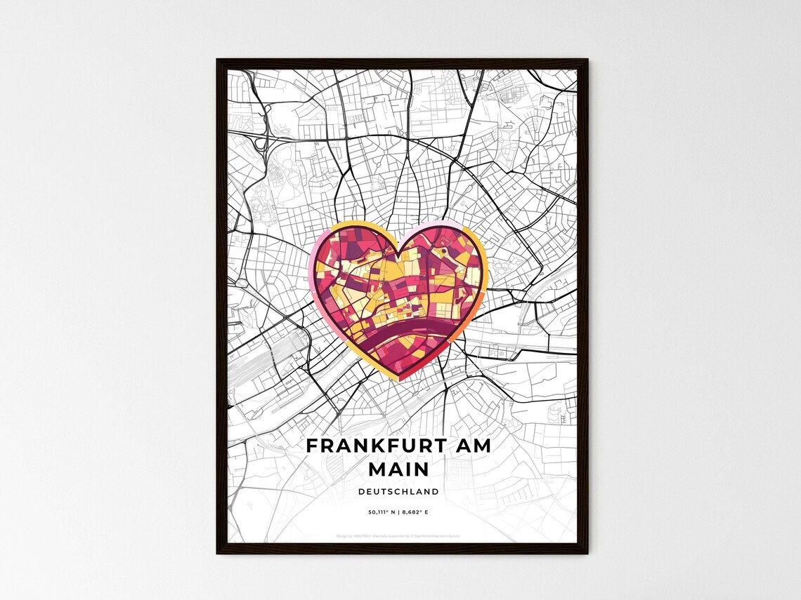 Frankfurt am Main Germany Where It All Began Heart Map Coordinates Poster