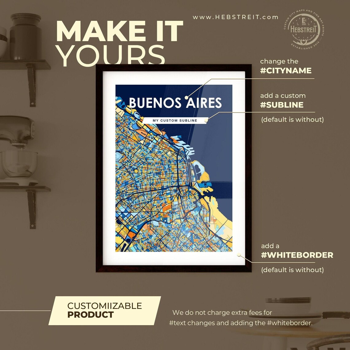 Buenos Aires Argentina Colorful Modern City Street Map Travel Decor Poster - Image 2