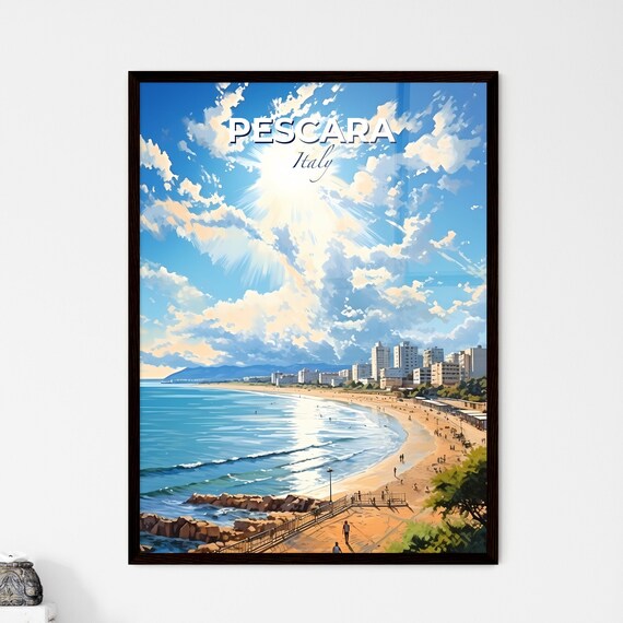 Pescara Italy Sunny Beach Boardwalk Seaside Travel Poster Art