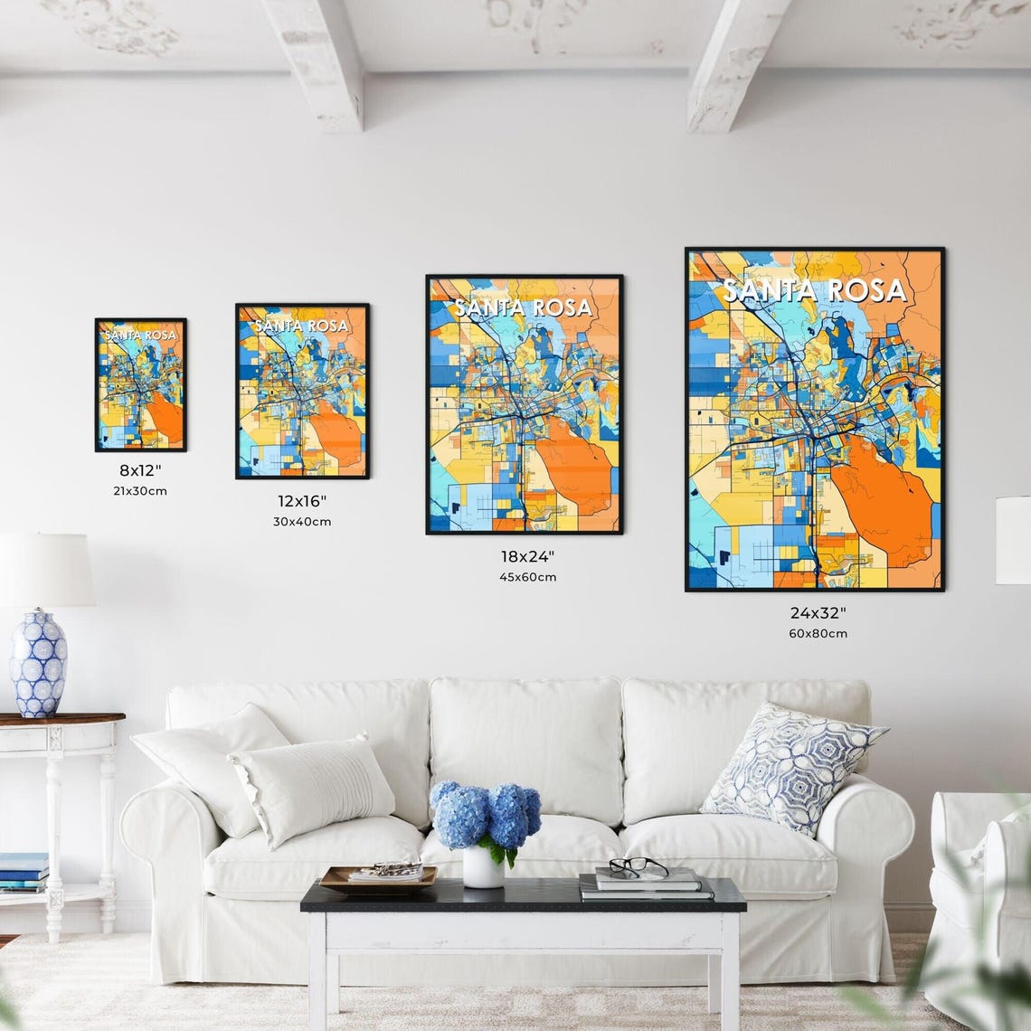 Santa Rosa California City Map Poster Vibrant Modern Home Decor - Image 3