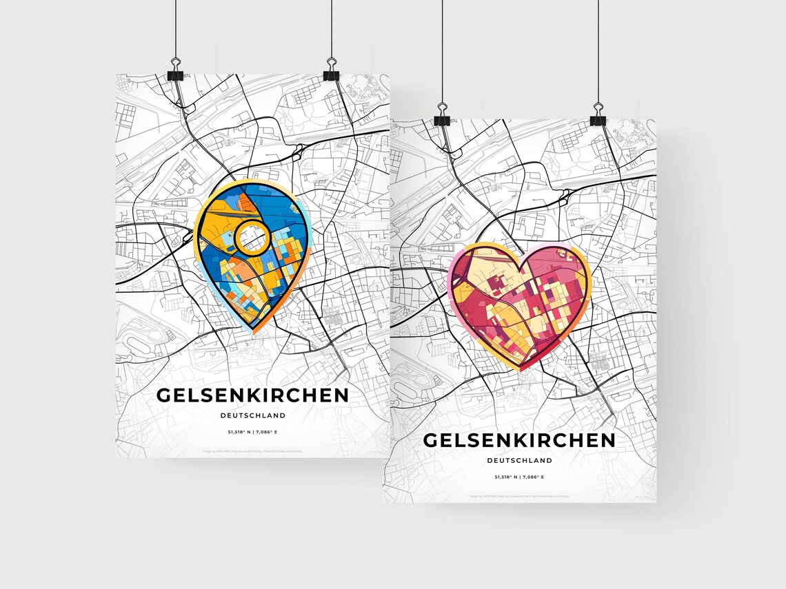 Gelsenkirchen Germany Modern Minimalist Heart Street Map Art Poster - Image 2
