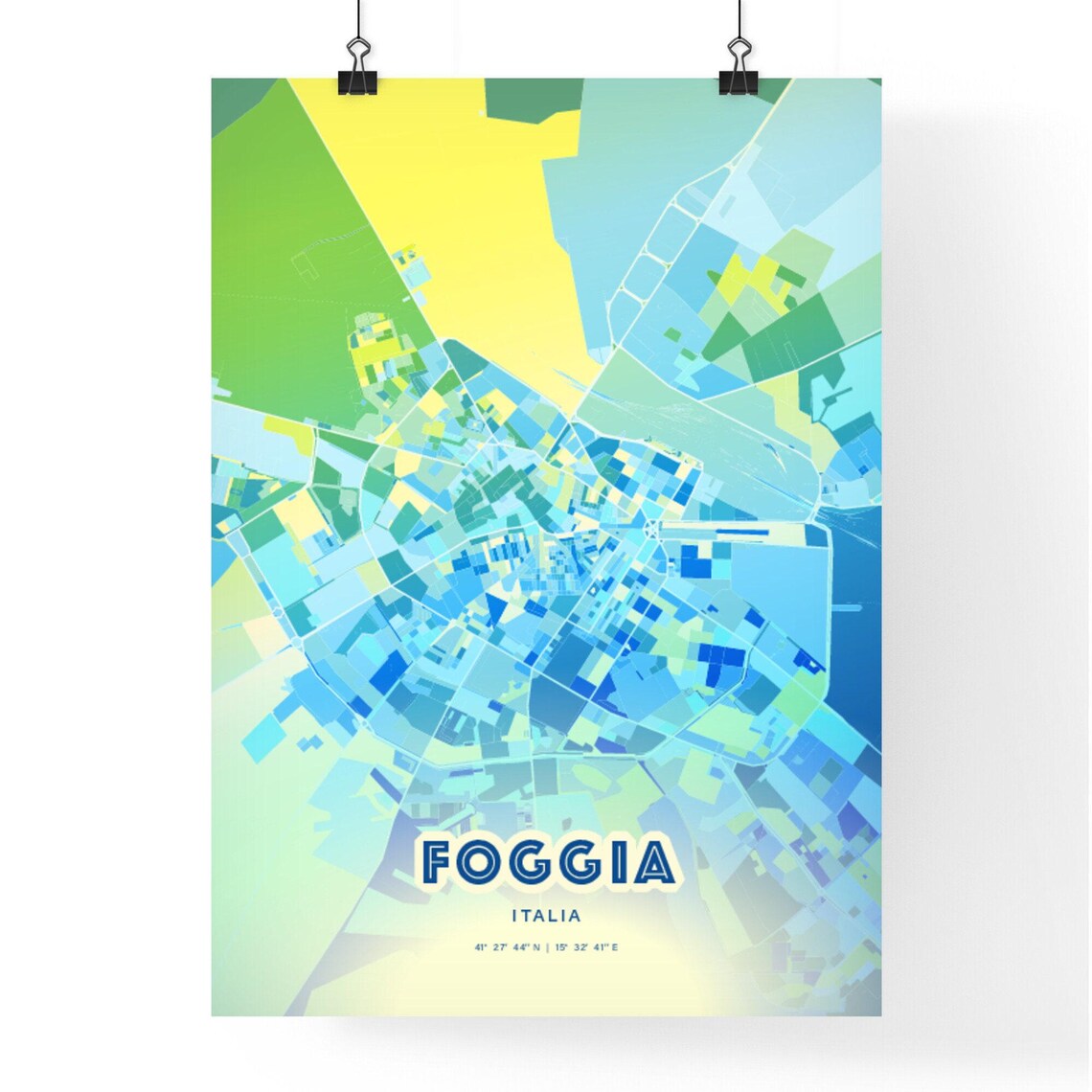 Foggia Italy Bluish Custom Stylish City Map Art Poster Travel Decor Gift - Image 2