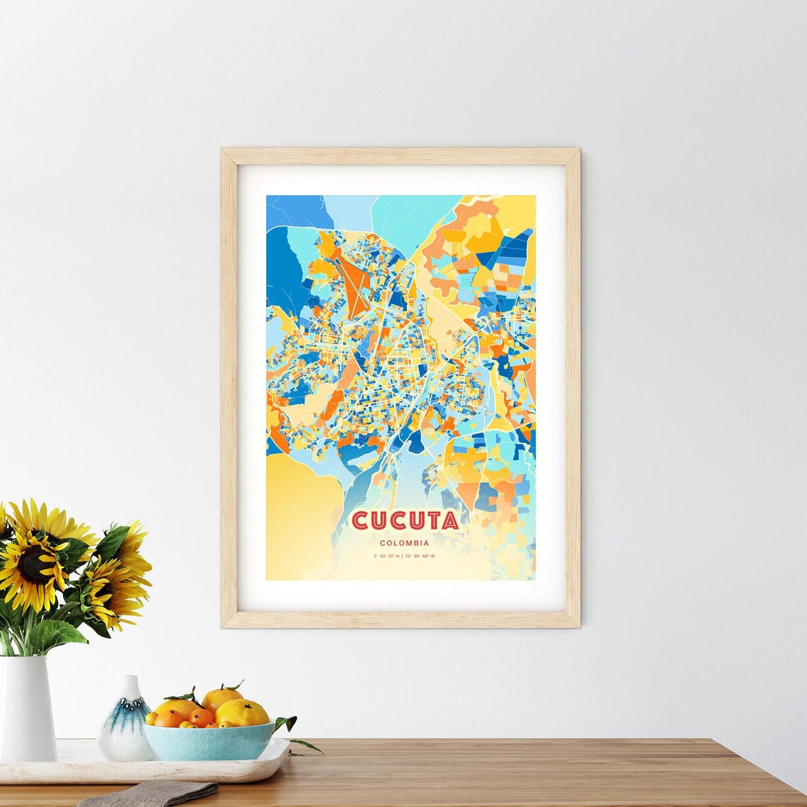 Cucuta Colombia Vibrant Colorful Modern City Street Map Art Poster - Image 2