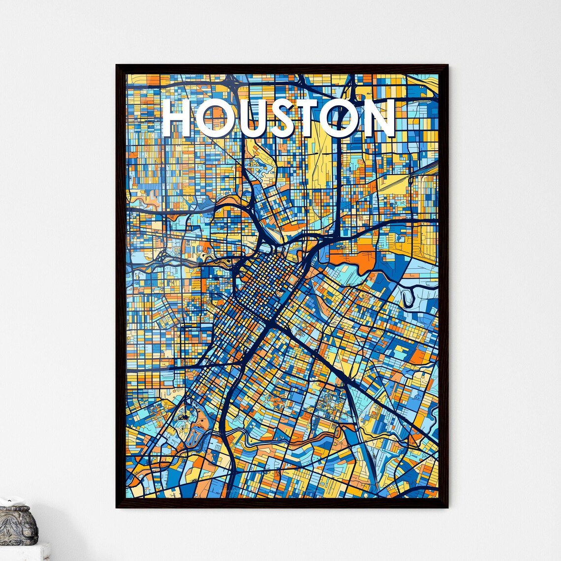 Houston Texas Vibrant Colorful Geometric Street Grid City Map Art Poster