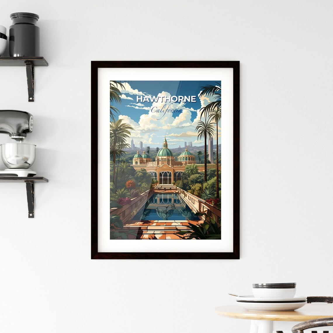 Vivid Hawthorne California Domed Palace Reflecting Pool Poster - Image 2