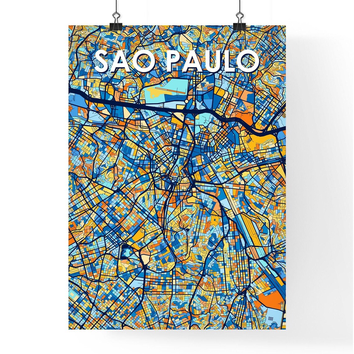 Sao Paulo Brazil Colorful Vibrant City Street Map Art Poster - Image 4