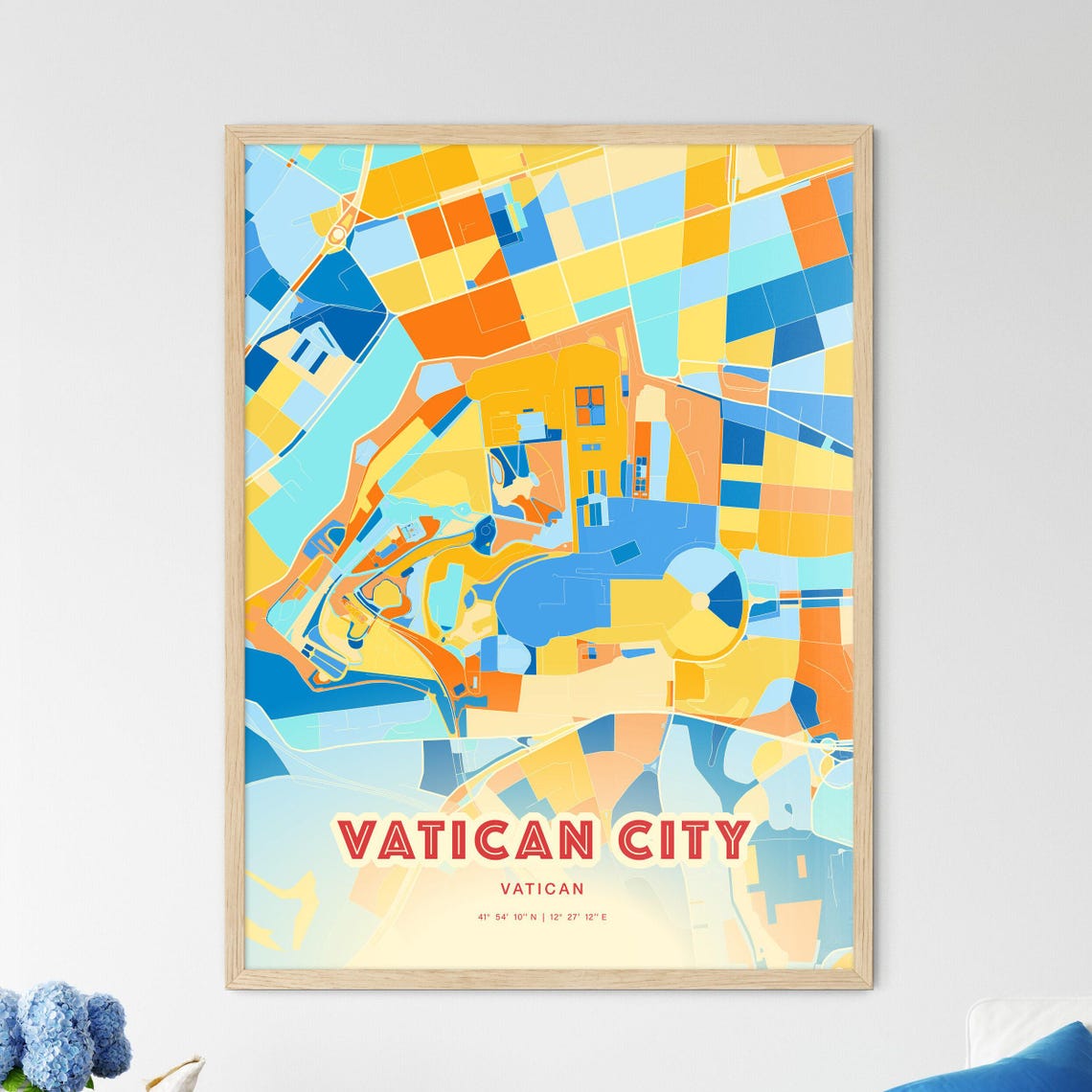 Vatican City Colorful City Street Map Coordinates Fine Art Poster
