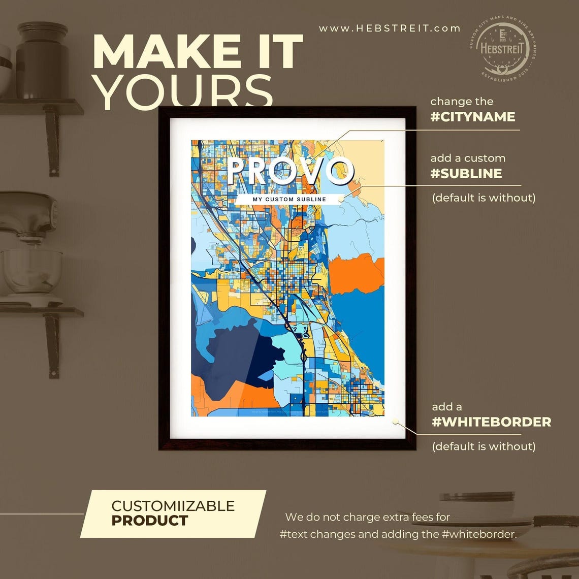 Provo Utah Vibrant Colorful Mosaic City Street Map Art Poster - Image 2