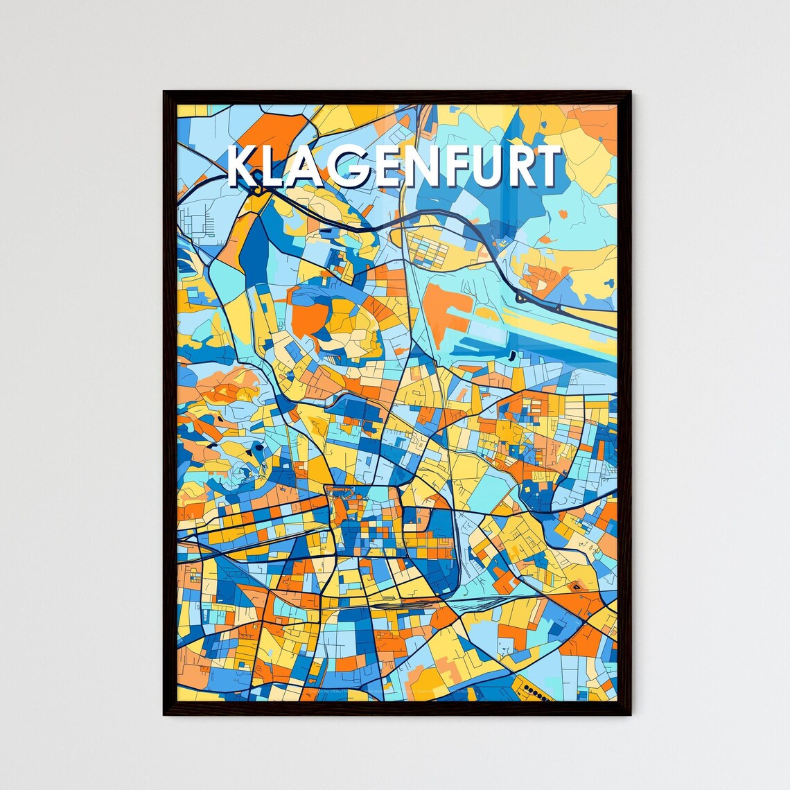 Klagenfurt Austria Bold Vibrant Geometric City Map Art Poster