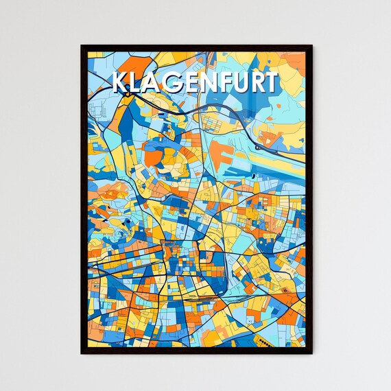 Klagenfurt Austria Bold Vibrant Geometric City Map Art Poster