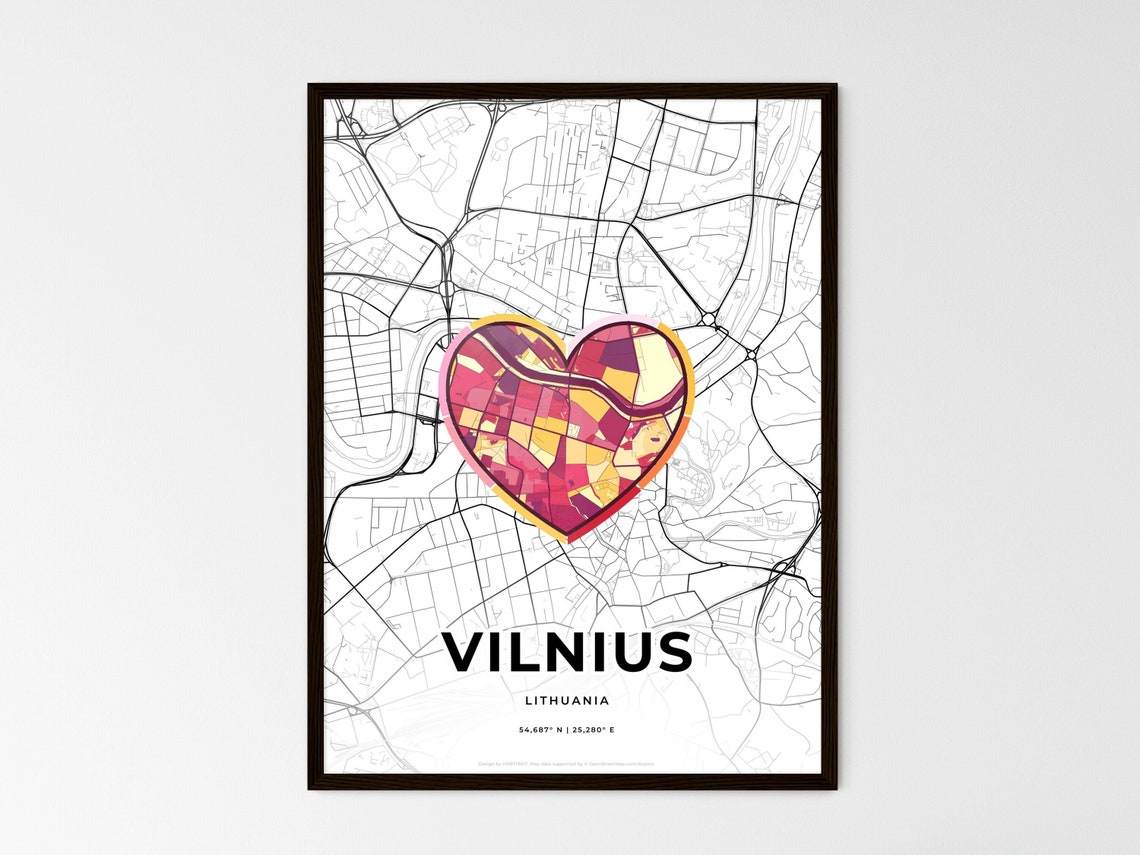 Vilnius Lithuania Where It All Began Heart Map Coordinates Poster
