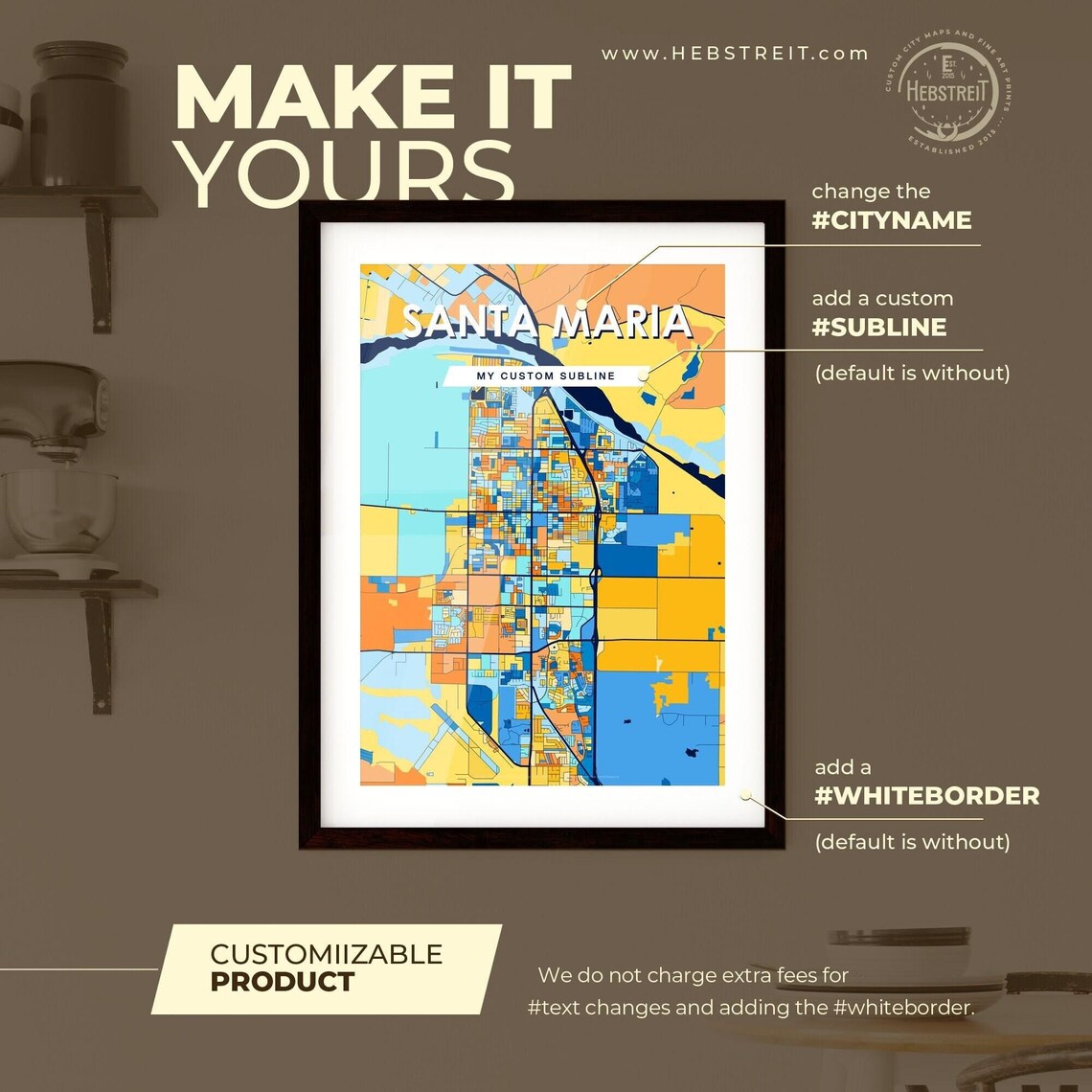 Santa Maria California City Map Poster Vibrant Modern Wall Decor - Image 2