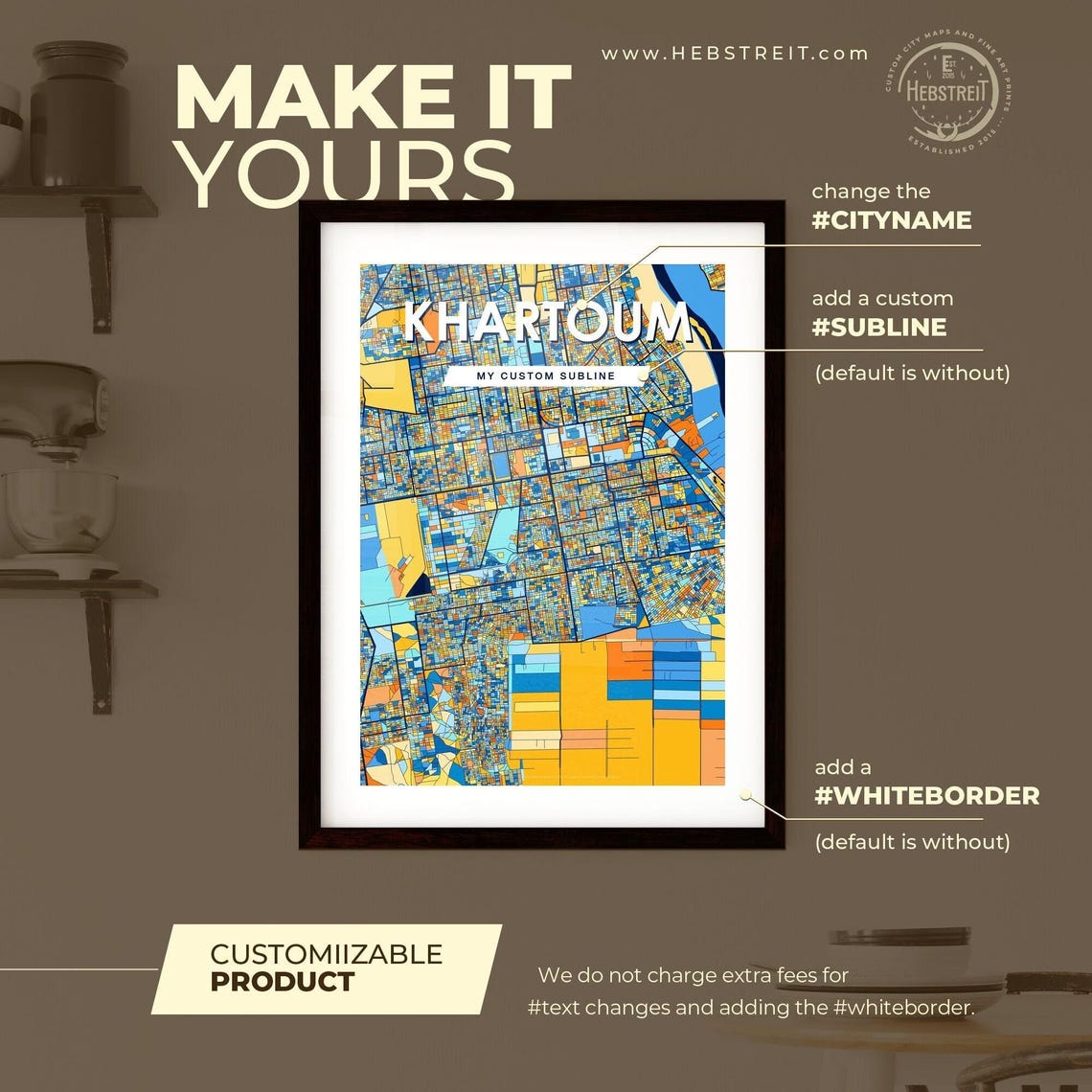 Khartoum Sudan Vibrant City Street Map Artwork in Blue Tones Poster - Image 2