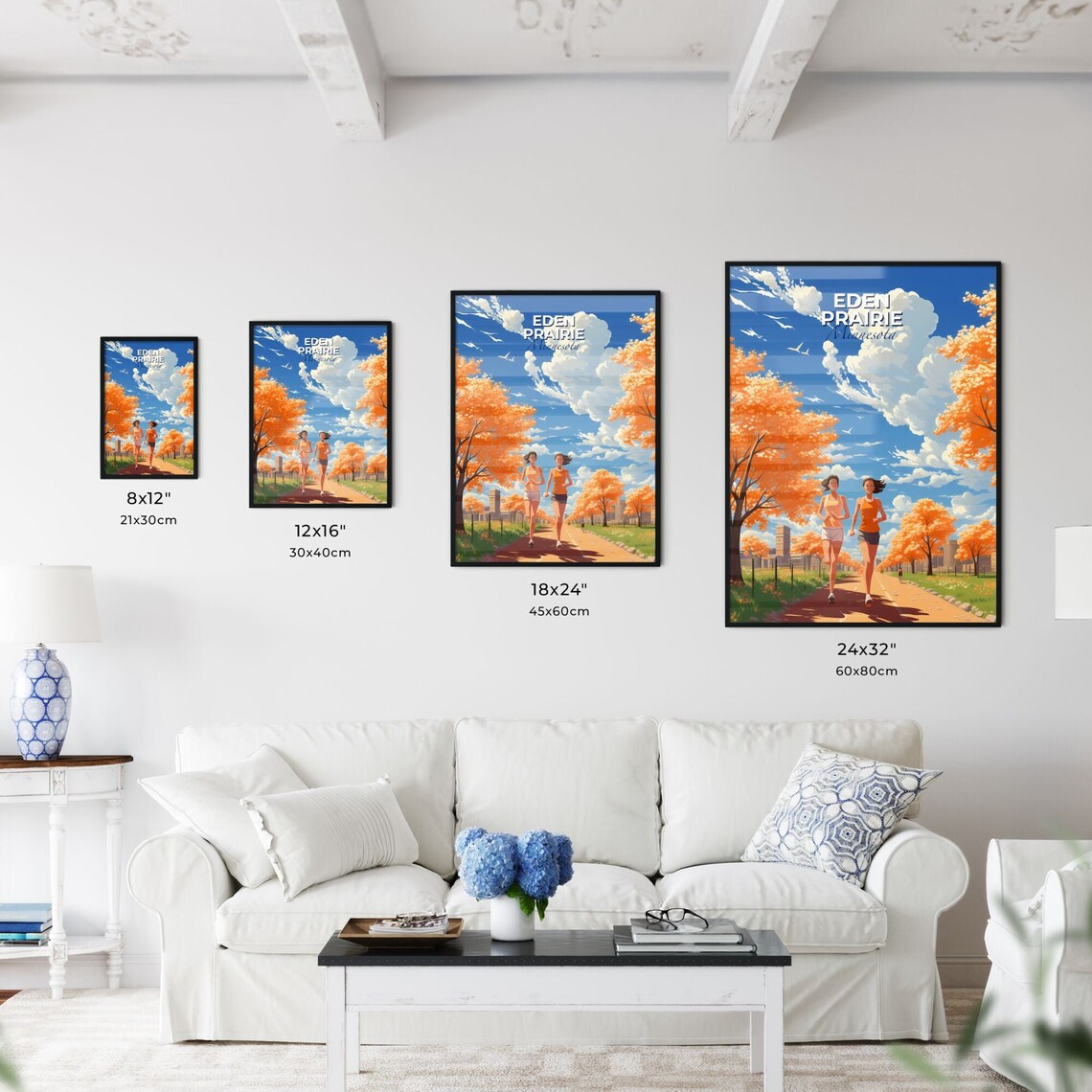 Eden Prairie Minnesota Autumn Joggers Orange Trees Trail Poster - Image 3