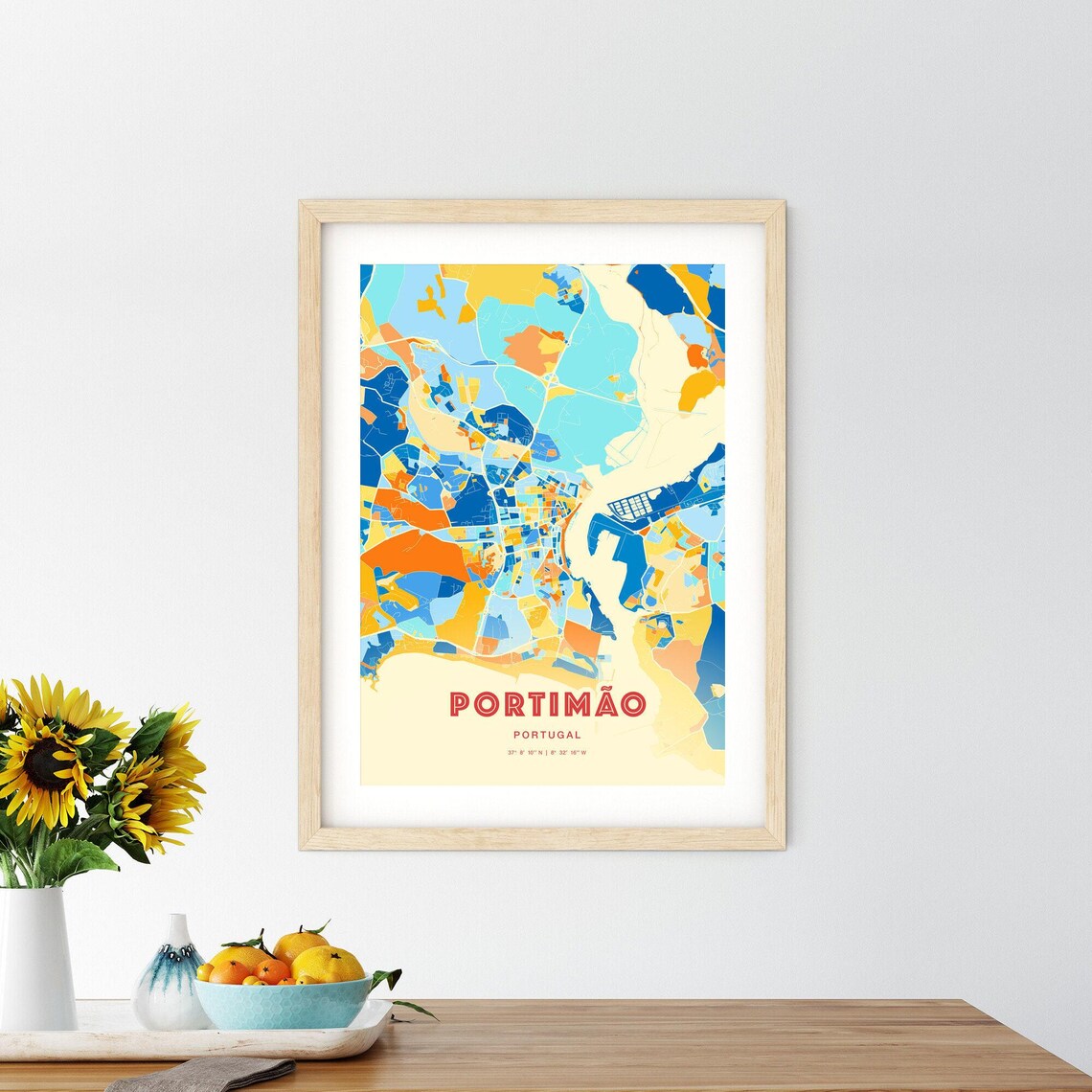Portimao Portugal City Map Blue Orange Street Map Poster Algarve Gift - Image 2