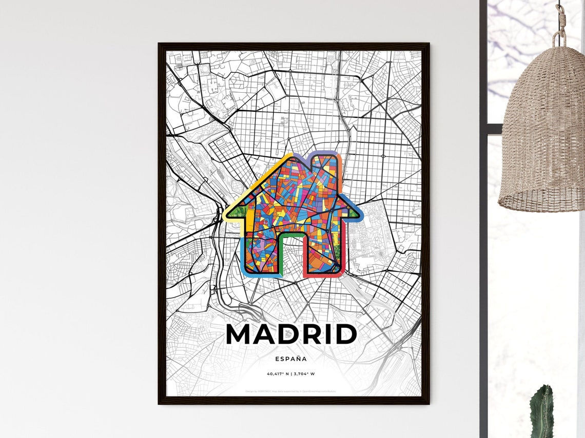 Madrid Spain Minimal City Map Colorful Heart Icon Art Poster - Image 3