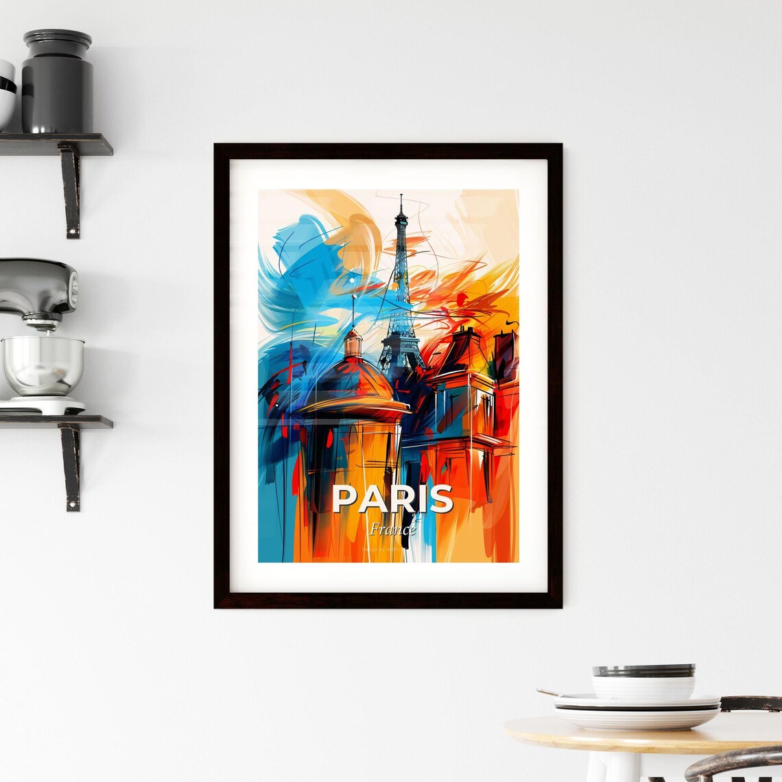 Paris France Vibrant Watercolor Eiffel Tower City Art Poster - Image 2