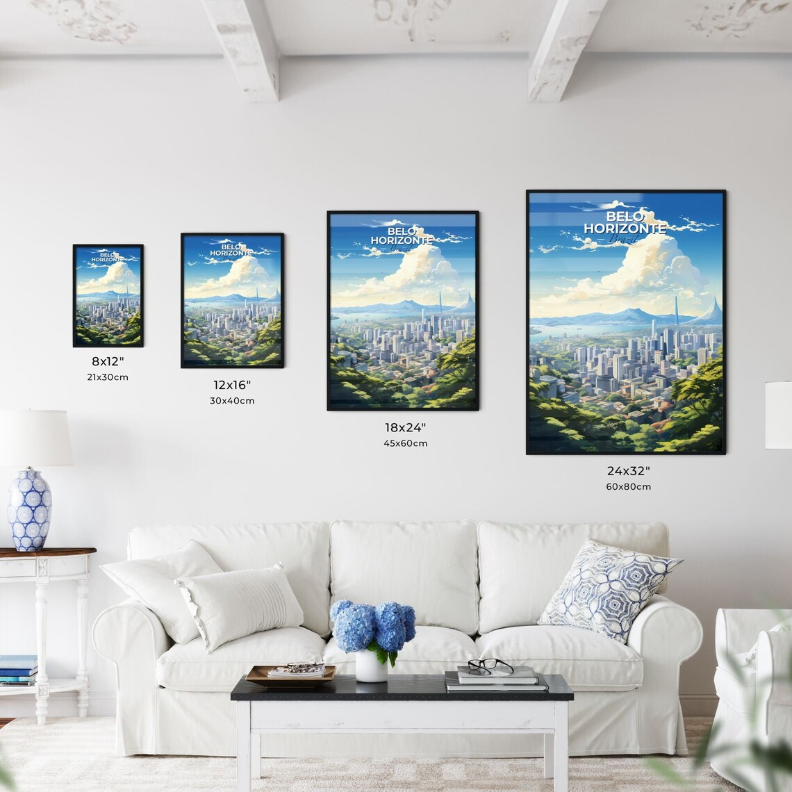 Belo Horizonte Brazil City Panorama Lake Mountain View Travel Poster - Image 3