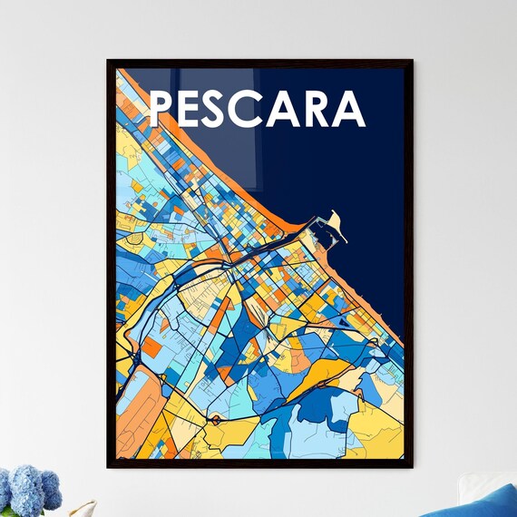 Pescara Italy Modern Colorful Map Art City Street Design Poster