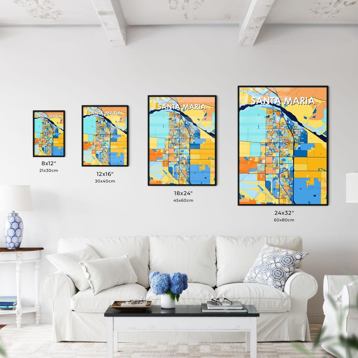 Santa Maria California City Map Poster Vibrant Modern Wall Decor - Image 3