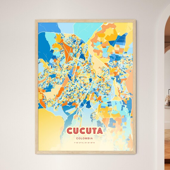 Cucuta Colombia Vibrant Colorful Modern City Street Map Art Poster