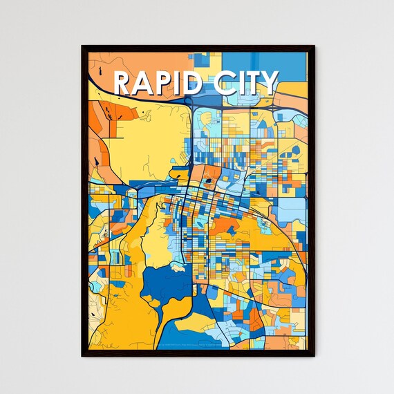Rapid City South Dakota City Map Poster Colorful Home Wall Decor