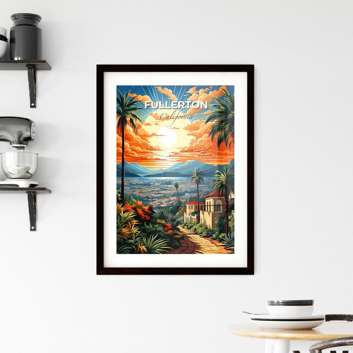 Fullerton California Hillside Sunset Palms City Valley Poster - Image 2