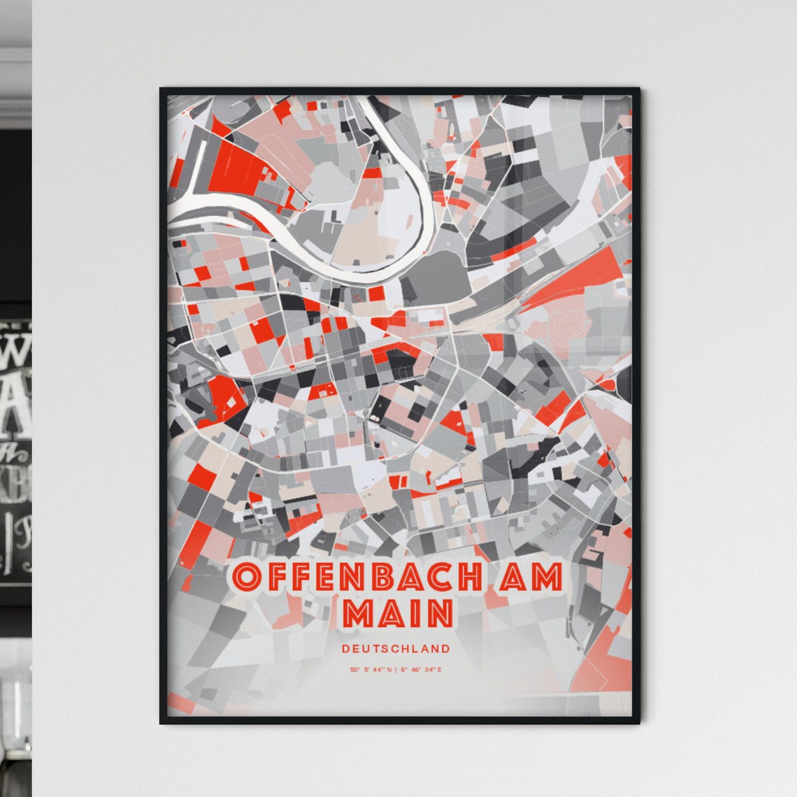 Offenbach Am Main Germany Modern Red Expressive City Map Poster