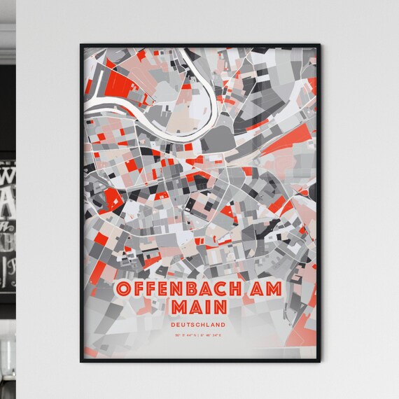 Offenbach Am Main Germany Modern Red Expressive City Map Poster