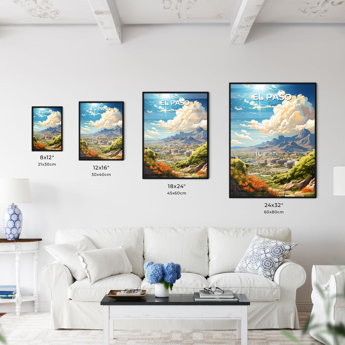 El Paso Texas Desert Mountain Cityscape Wildflower Travel Poster - Image 3