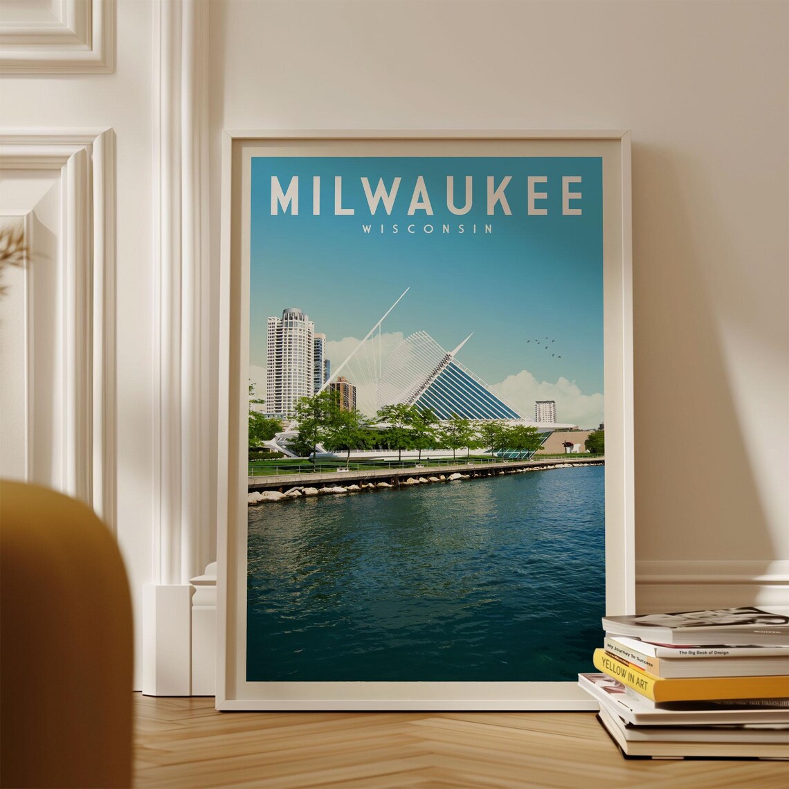 Milwaukee Wisconsin City Lakefront Skyline Vintage Travel Poster
