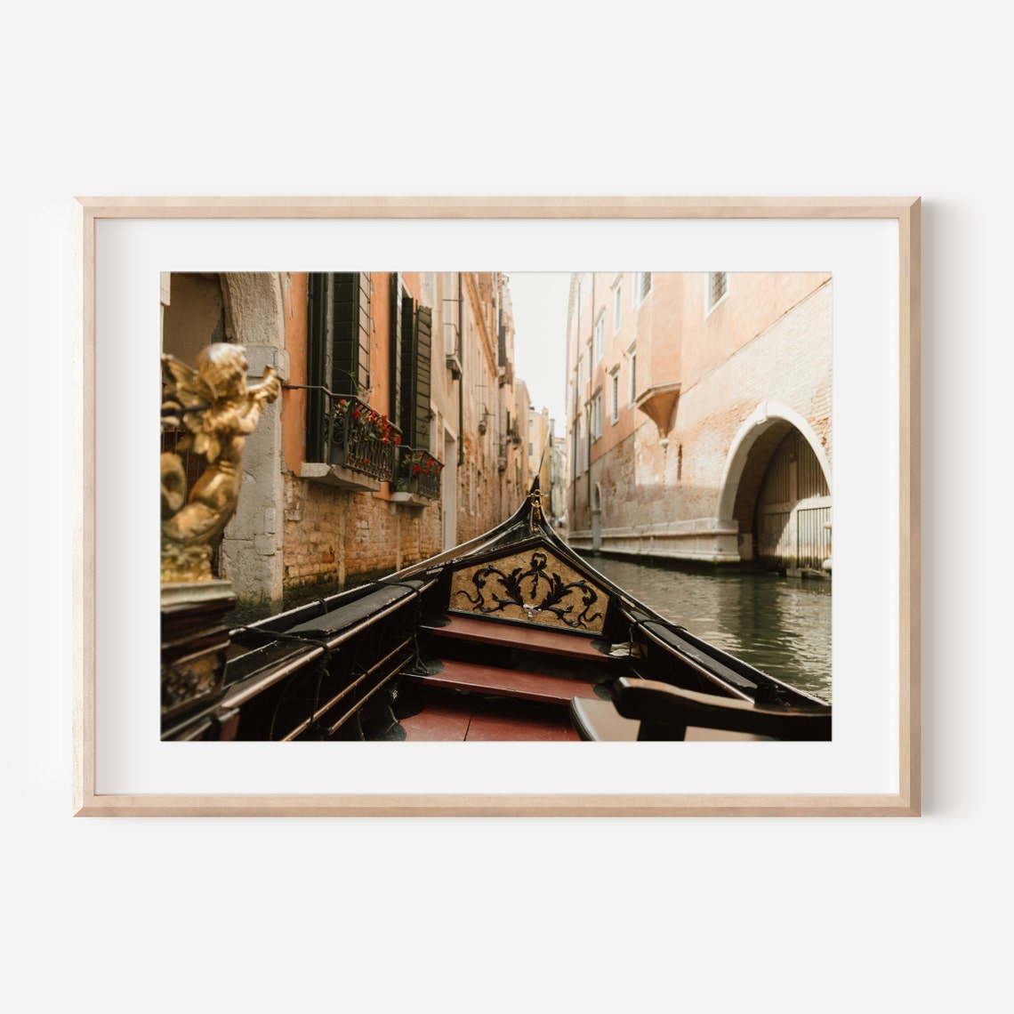Venice Gondola Narrow Canal Golden Prow Italy Journey Poster