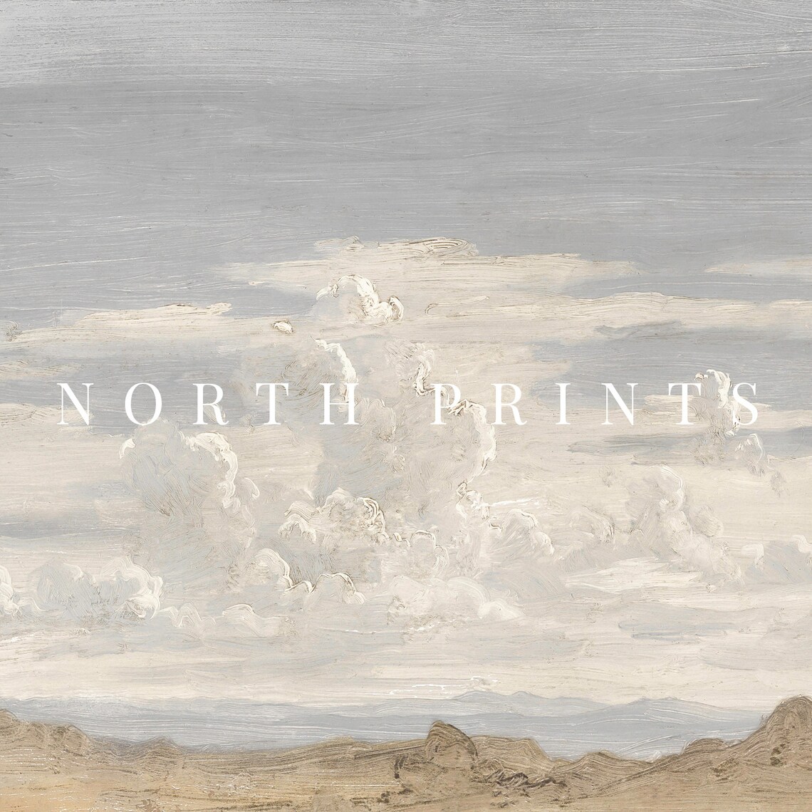 Neutral Cloudy Landscape Painting, Modern Farmhouse Art Print - Image 2
